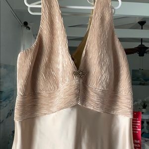 Gold satin evening or wedding dress
